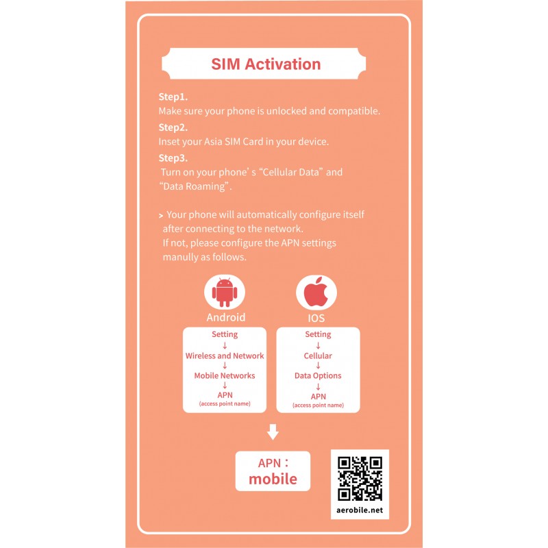 Asia Prepaid Data SIM Card 8 Days China, Malaysia, Japan, Korea